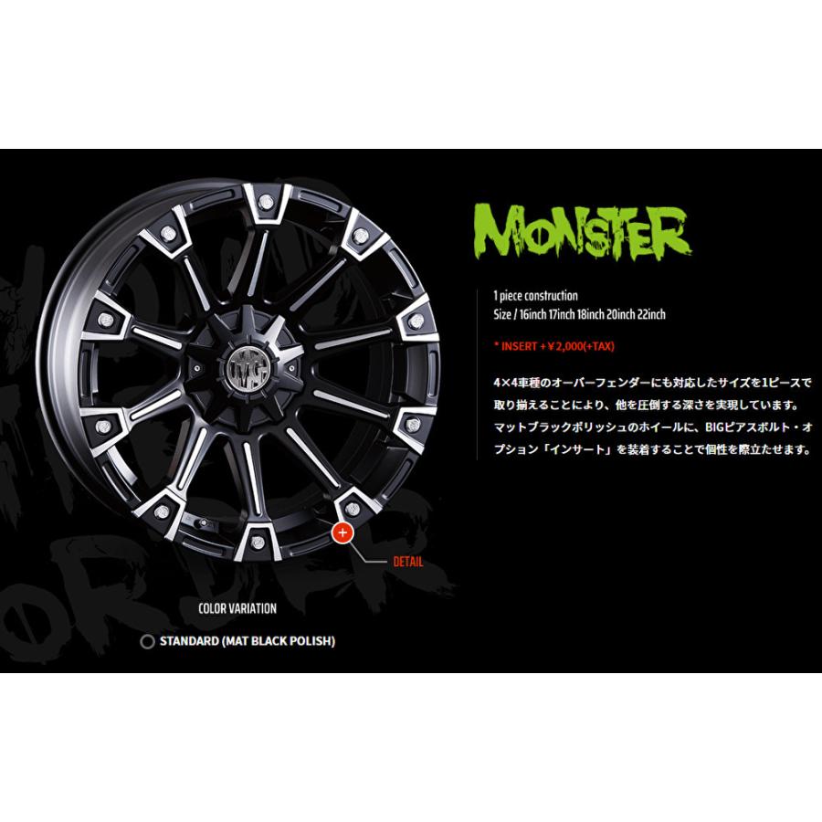 CRIMSON クリムソン MG MONSTER 7.0J-17 +35 10H114.3/127 マットブラックポリッシュ \u0026 ブリヂストン DUELER H/L850 225/65R17の画像