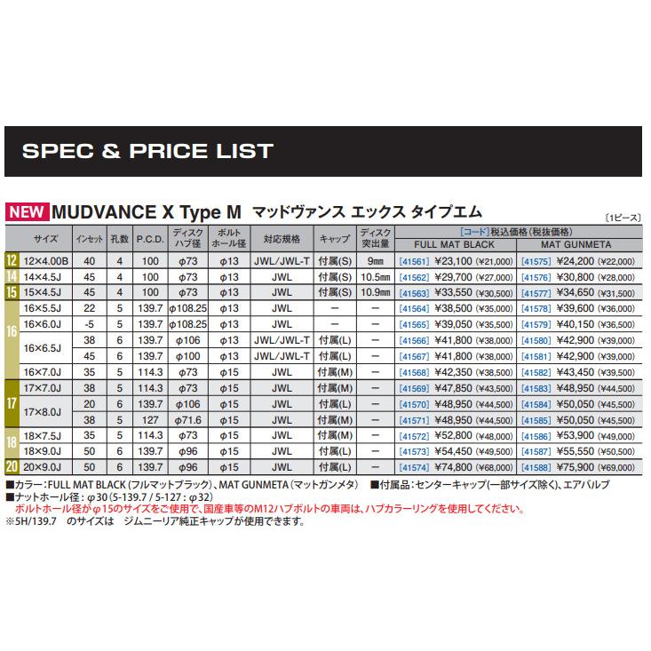 WEDS アドベンチャー MUDVANCE X Type M エックス タイプ エム JLラングラー 8.0J-17 +38 5H127 マットガンメタ １本価格 ２本以上ご注文にて送料無料｜bigrun-ichige-store｜03