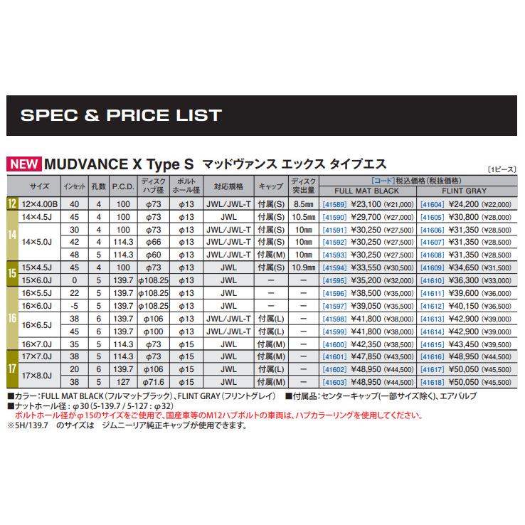 WEDS ADVENTURE MUDVANCE X Type S マッドヴァンス エックス タイプ エス ジムニー 5.5J-16 +22 5H139.7 フリントグレイ ４本セット 送料無料｜bigrun-ichige-store｜03