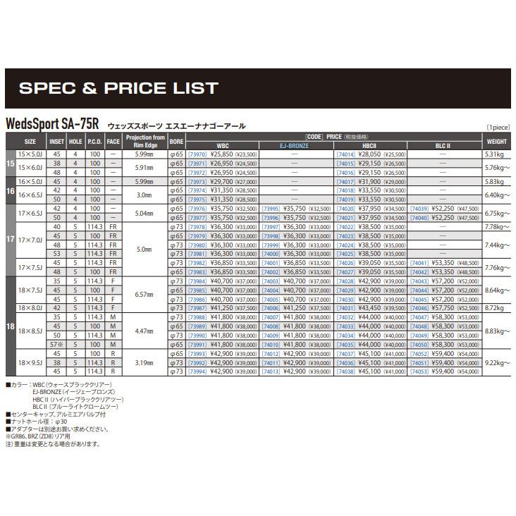 WedsSport ウェッズスポーツ SA-75R 8.5J-18 +45 5H100 ブルーライトクロームツー BLCII 日本製 お得な４本SET 送料無料｜bigrun-ichige-store｜02