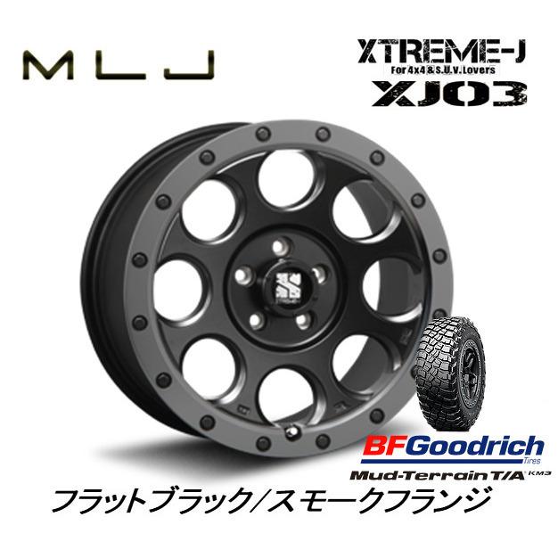 MLJ XTREME J XJ03 JL/JK ラングラー 7.5J 17 +40 5H127 フラットブラック/スモークフランジ BFGoodrich Mud Terrain T/A KM3 265/70R17 : xj03 5h127 bfg26570r17 km3 : ビッグラン市毛