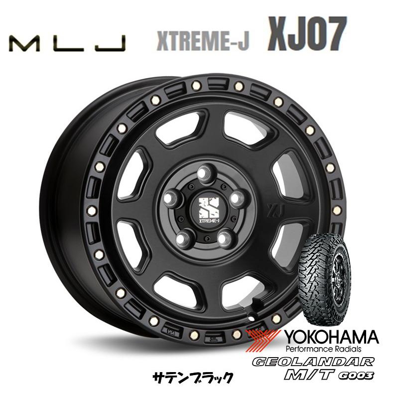 MLJ XTREME-J XJ07 mlj エクストリーム j xj07 JL/JK ラングラー 8.0J-17 +38 5H127 サテンブラック & ヨコハマ ジオランダー M/T G003 35×12.5R17｜bigrun-ichige-store