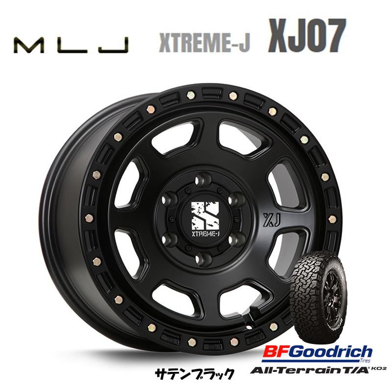 MLJ XTREME-J XJ07 mlj エクストリーム j xj07 8.0J-17 +20 6H139.7 サテンブラック & BFGoodrich All-Terrain T/A KO2 315/70R17｜bigrun-ichige-store