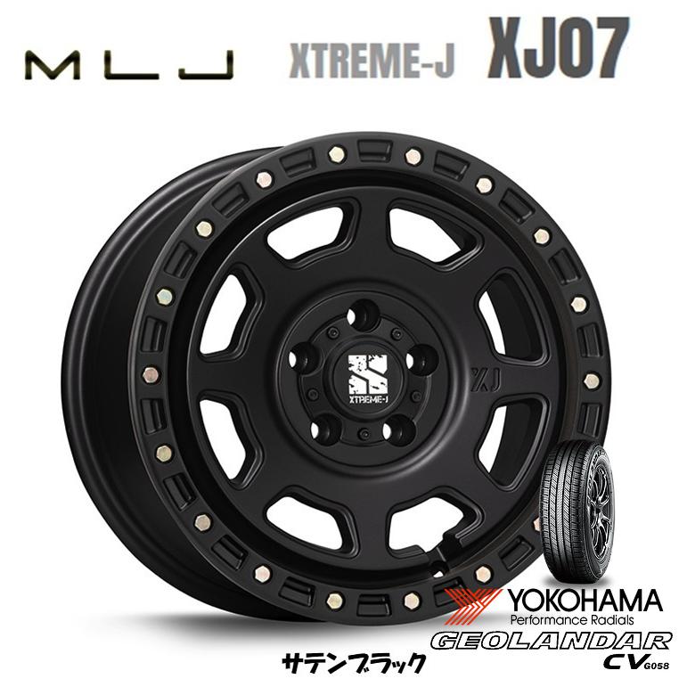 MLJ XTREME-J XJ07 mlj エクストリーム j xj07 7.0J-16 +35/+28 5H114.3 サテンブラック & ヨコハマ ジオランダー CV G058 215/70R16｜bigrun-ichige-store