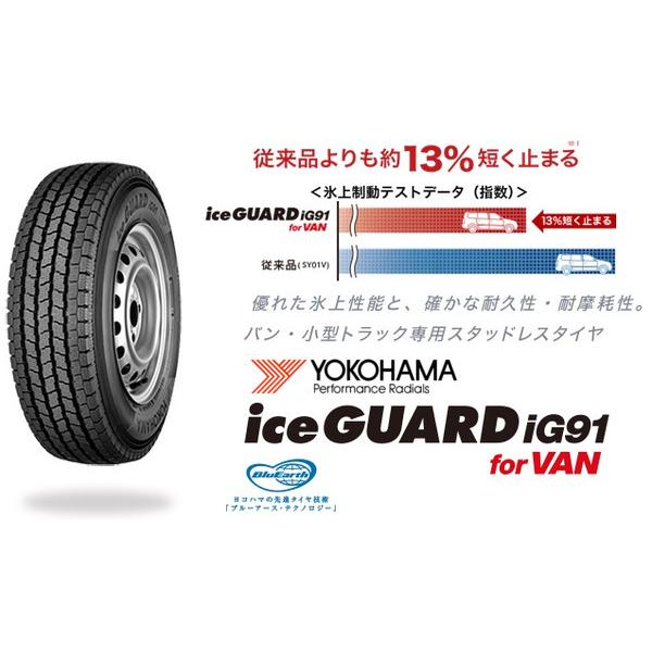 ヨコハマ iceGUARD iG91 アイスガード IG91 for VAN 軽トラック 軽バン 軽商用車 145/80R12 80/78N  スタッドレスタイヤ １本価格 ２本以上ご注文にて送料無料