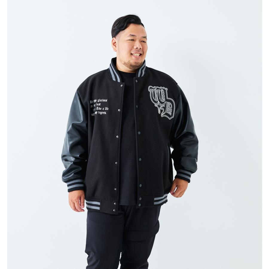 新作・新着商品！】身頃フェイクメルトン袖PUスタジアムジャンパー