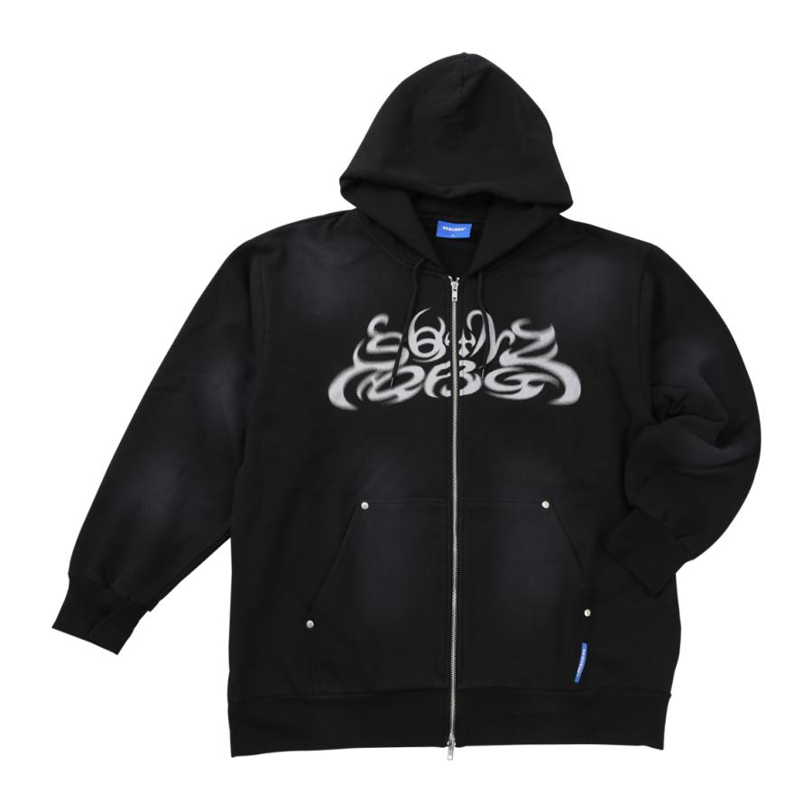 大きいサイズ メンズ SEQUENZ パウダースプレーブリーチ加工 フルジップ パーカー ブラック 1258-5385-2 3L 4L 5L 6L 新作・新着商品！】パウダースプレーブリーチ加工フルジップパーカー