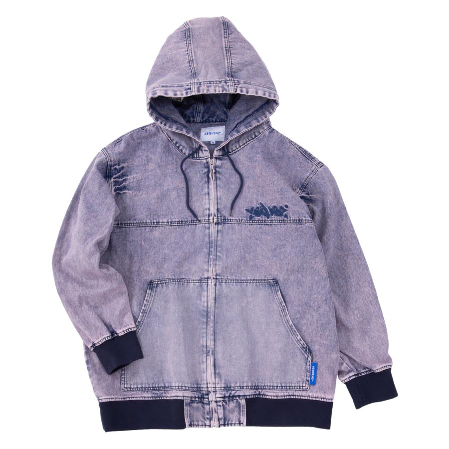 大きいサイズ メンズ SEQUENZ ウォッシュド デニム フルジップ パーカー ローズ 1258-5386-3 3L 4L 5L 6L 新作・新着商品！】ウォッシュドデニムフルジップパーカー 大きい