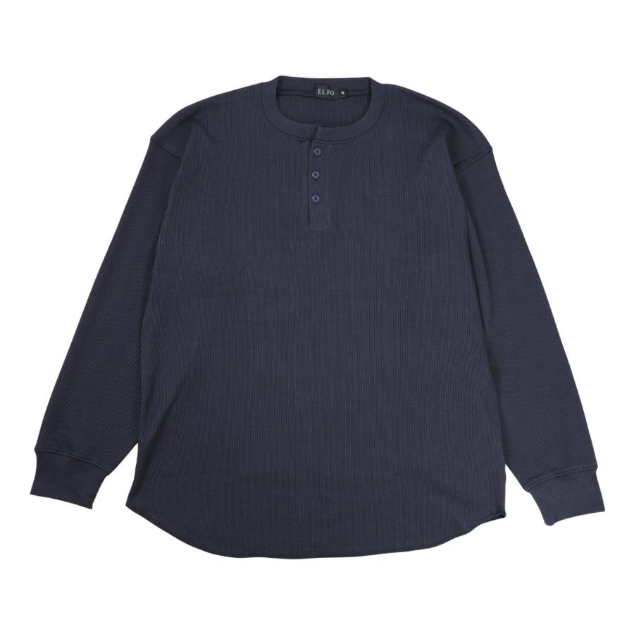 新作・新着商品！】無地ワッフル編みヘンリーネック長袖Tシャツ 大きい