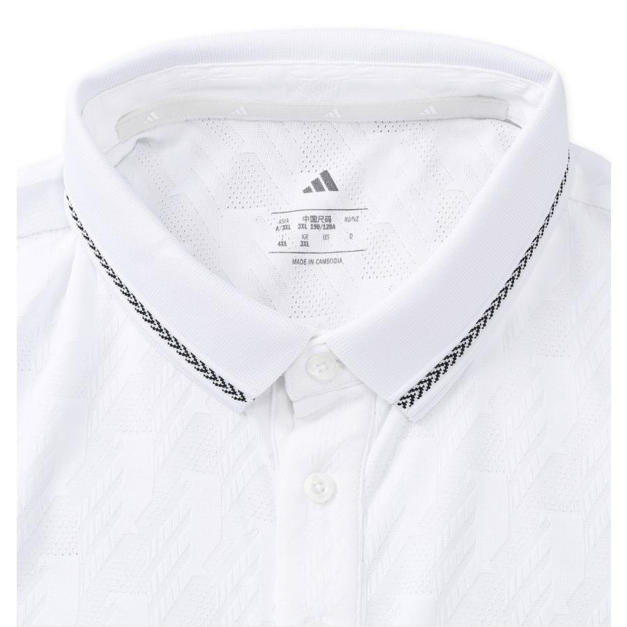 【新作・新着商品！】CLIMACOOLシーズナルジャガード半袖シャツ 大きいサイズ メンズ adidas golf  ホワイトの画像