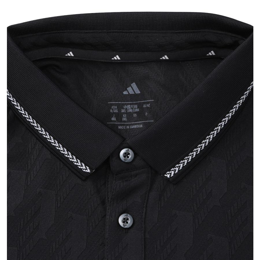 【新作・新着商品！】CLIMACOOLシーズナルジャガード半袖シャツ 大きいサイズ メンズ adidas golf  ブラックの画像
