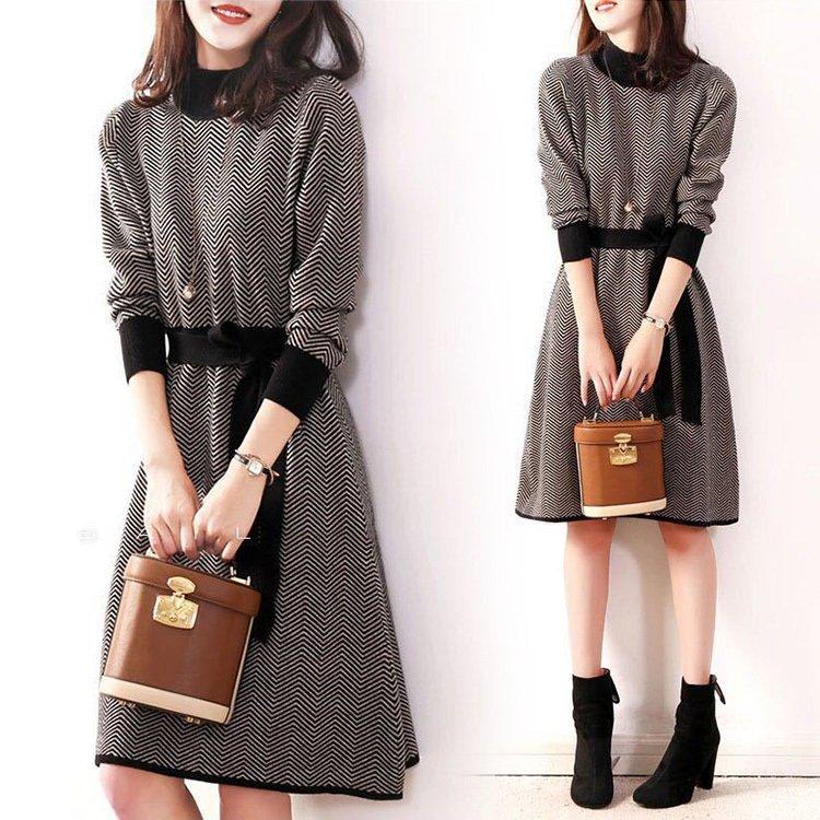 ファッション シンプルでおしゃれ ニットワンピース レディース 40代 秋冬 長袖ワンピース ハイネックニットワンピース チェック柄 ロングスカート ニットインナー オシャレセーター 大人 上品 Zxcmtjtin5 Boulevardrestaurants Com