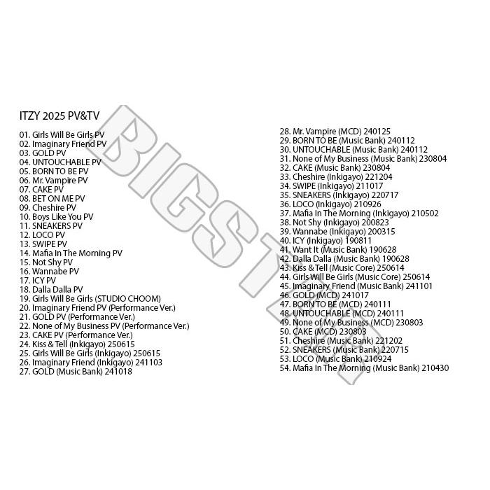 K-POP DVD ITZY 2025 PV/TV Collection - Girls Will Be GOLD Mr