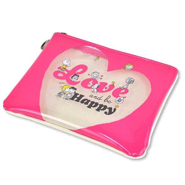 スヌーピー フラットポーチ Love and Happy ピンク SPZ-2260 (激安