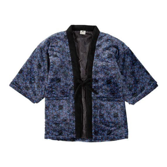 大きいサイズ メンズ 黒柴印和んこ堂 麻の葉紋様柄 ふわもこ 半纏 ネイビー 1258-5324-1 3L 5L 7L 大きいサイズ メンズ 黒柴印和んこ堂 麻の葉紋様柄ふわもこ半纏