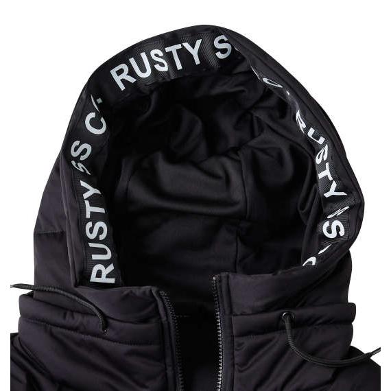 大きいサイズ メンズ RUSTY 中綿ロングジャケット ブラック_4