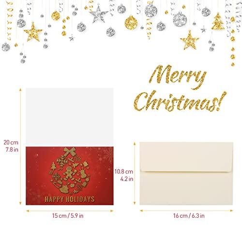 Kesote クリスマスカード メッセージカード 24枚セット 封筒付き グリーティングカード お祝いカード キラキラ 6デザイン クリスマスツリー ベル クリスマス靴下｜bigsun7｜02