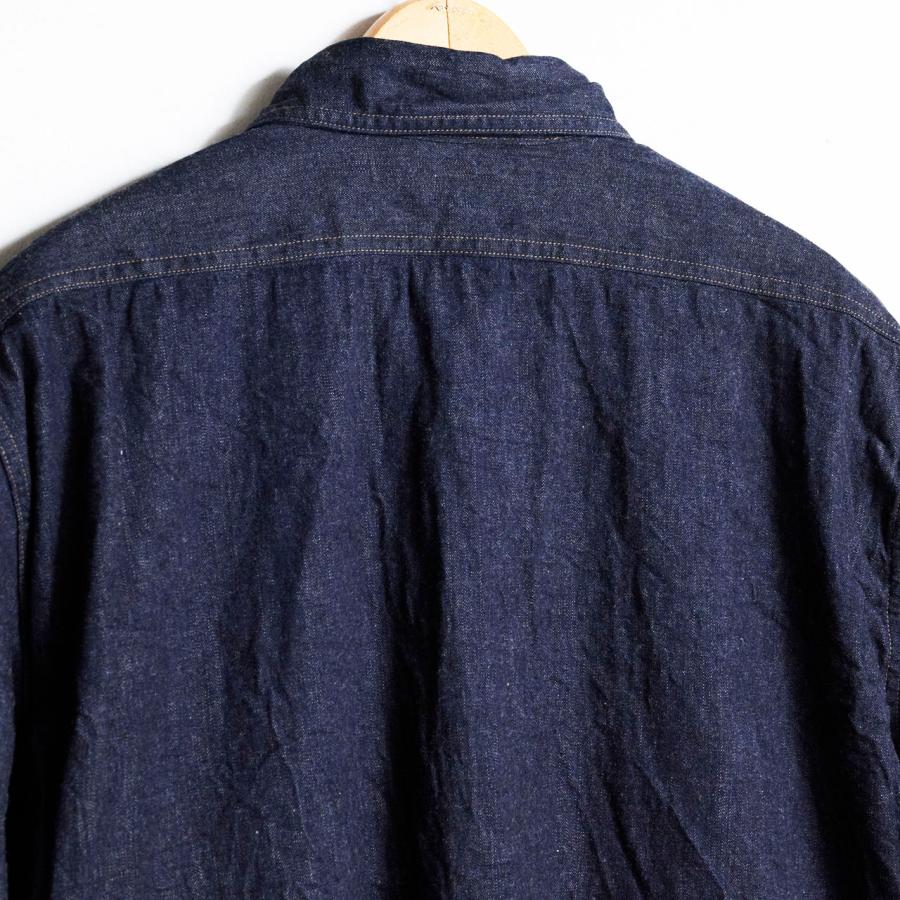 ５６サイズ　 Nigel Cabourn プルオーバーワークシャツ　デニム / pullover work shirt denim　ブルー｜bigtaffy｜06