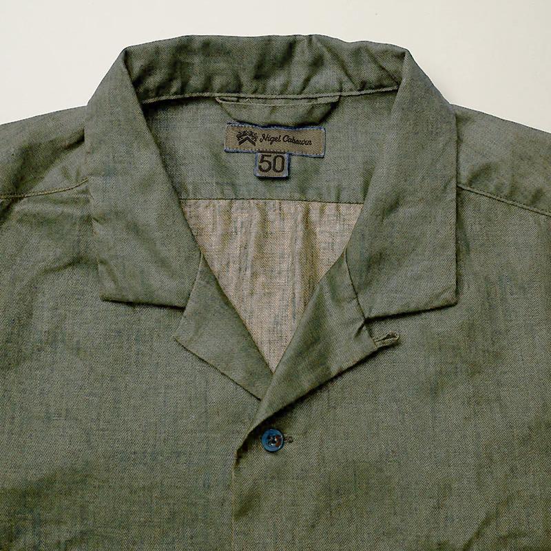 Nigel Cabourn WOMAN オリーブ ミリタリーシャツ リネン混 Nigel