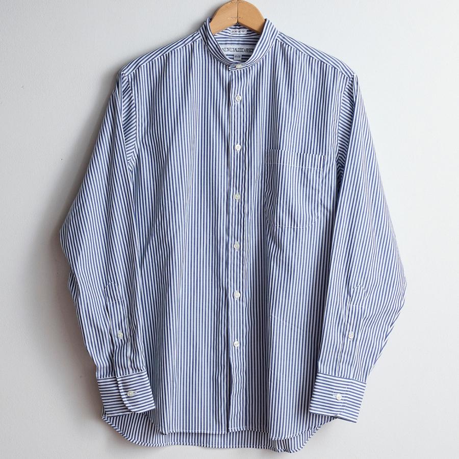 INDIVIDUALIZED SHIRT インディヴィデュアライズドシャツ   別注バンドカラーシャツ　BENGAL STRIPES　ブルー　ビッグサイズ　大きいサイズ　大きなサイズ｜bigtaffy｜02