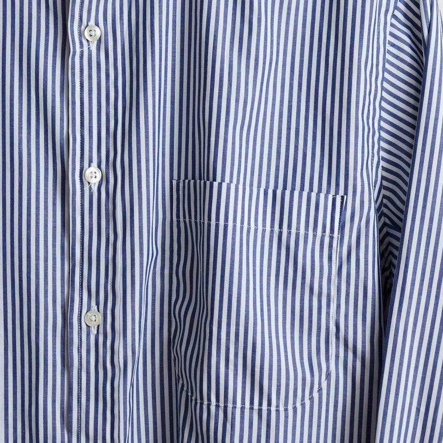 INDIVIDUALIZED SHIRT インディヴィデュアライズドシャツ   別注バンドカラーシャツ　BENGAL STRIPES　ブルー　ビッグサイズ　大きいサイズ　大きなサイズ｜bigtaffy｜04