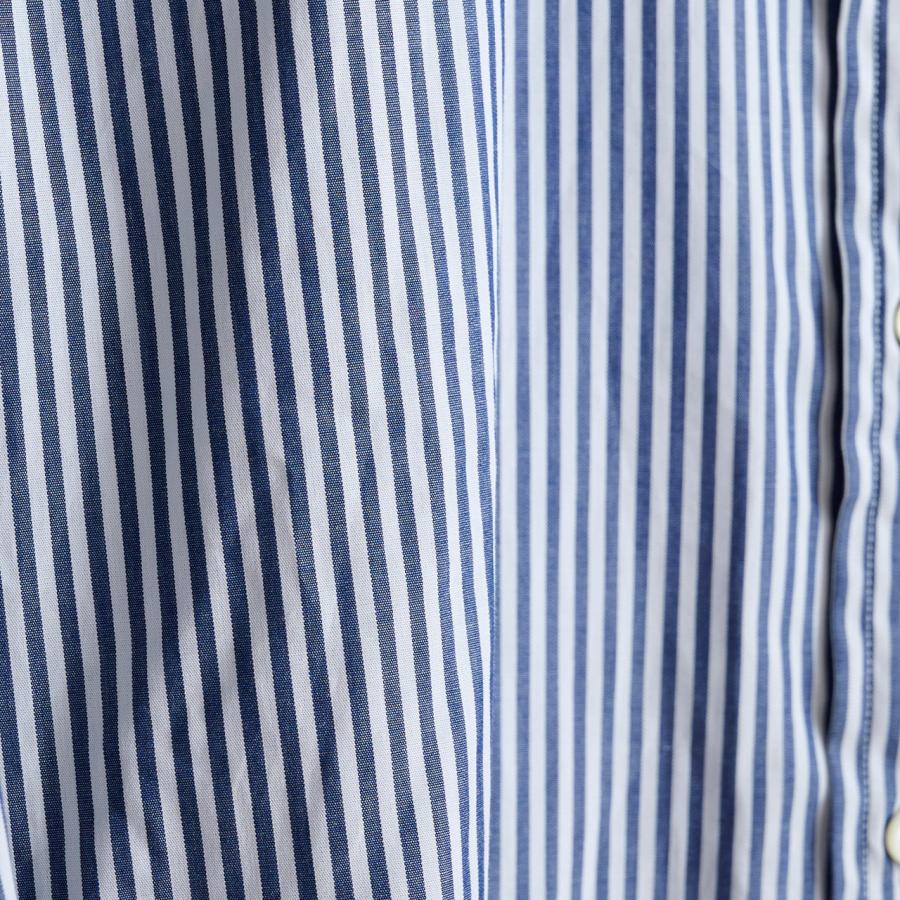 INDIVIDUALIZED SHIRT インディヴィデュアライズドシャツ   別注バンドカラーシャツ　BENGAL STRIPES　ブルー　ビッグサイズ　大きいサイズ　大きなサイズ｜bigtaffy｜07