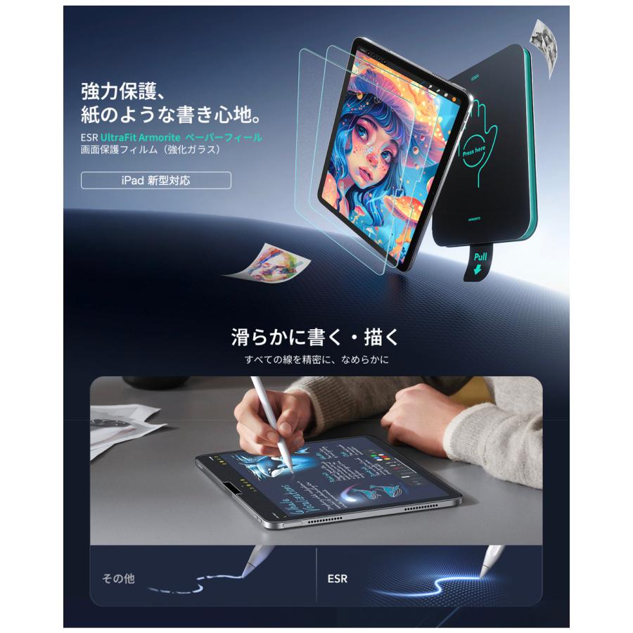 ESR 2枚入り ペーパーライク保護フィルム iPad A16 第11世代/第10世代