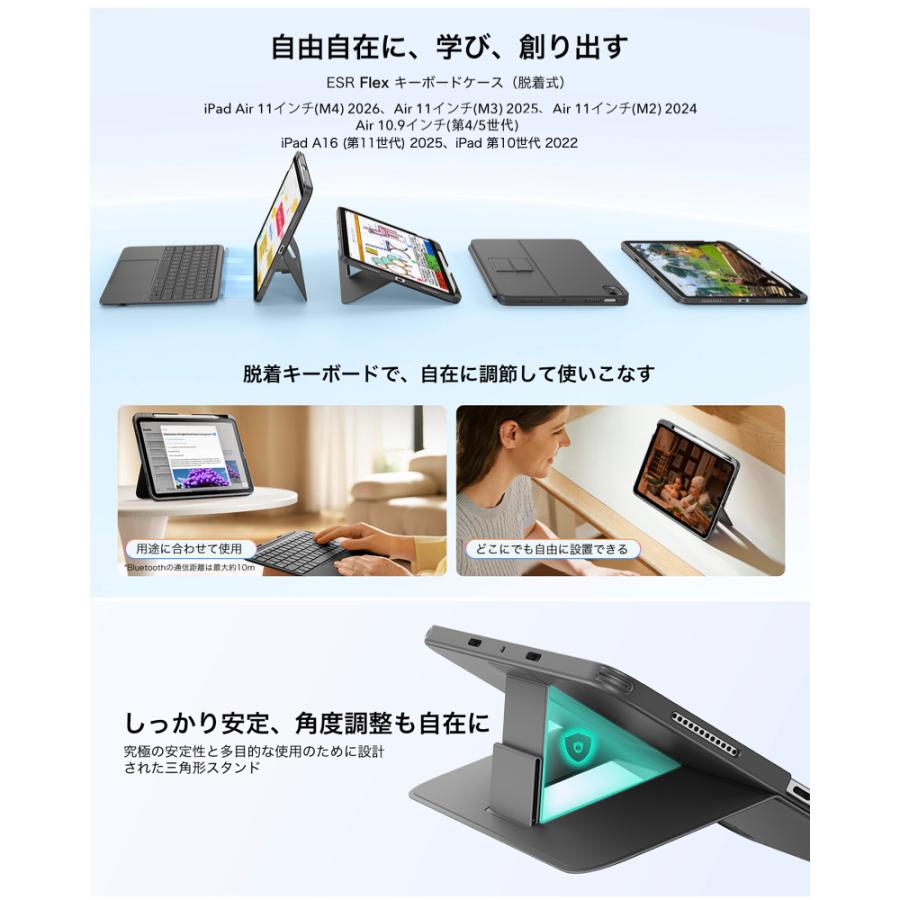ESR ESR iPad A16 第11世代 第10世代 iPad Air 11インチ(M4/M3/M2
