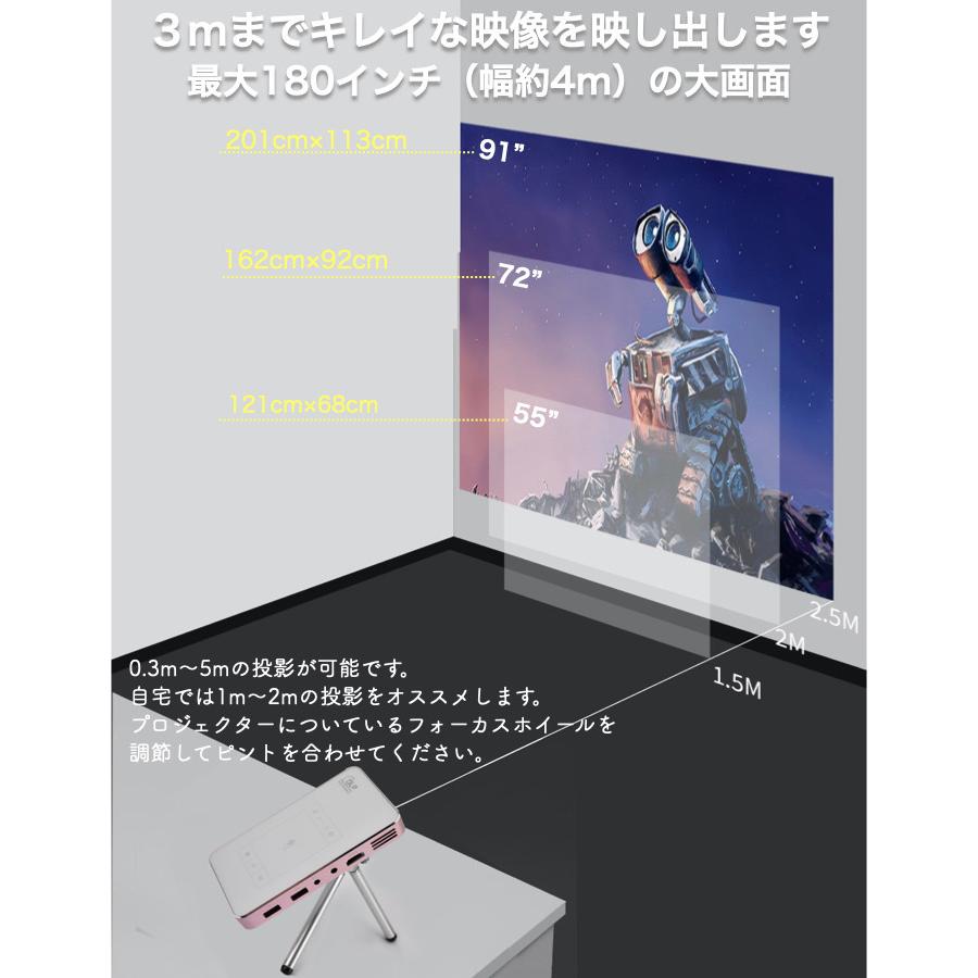 プロジェクター 小型 スマホ 家庭用 HDMI 変換 Android OS搭載 iPhone iPad ミラーリング PCから映像出力 動画アプリ取込 ホームシアター｜bigupshop｜12