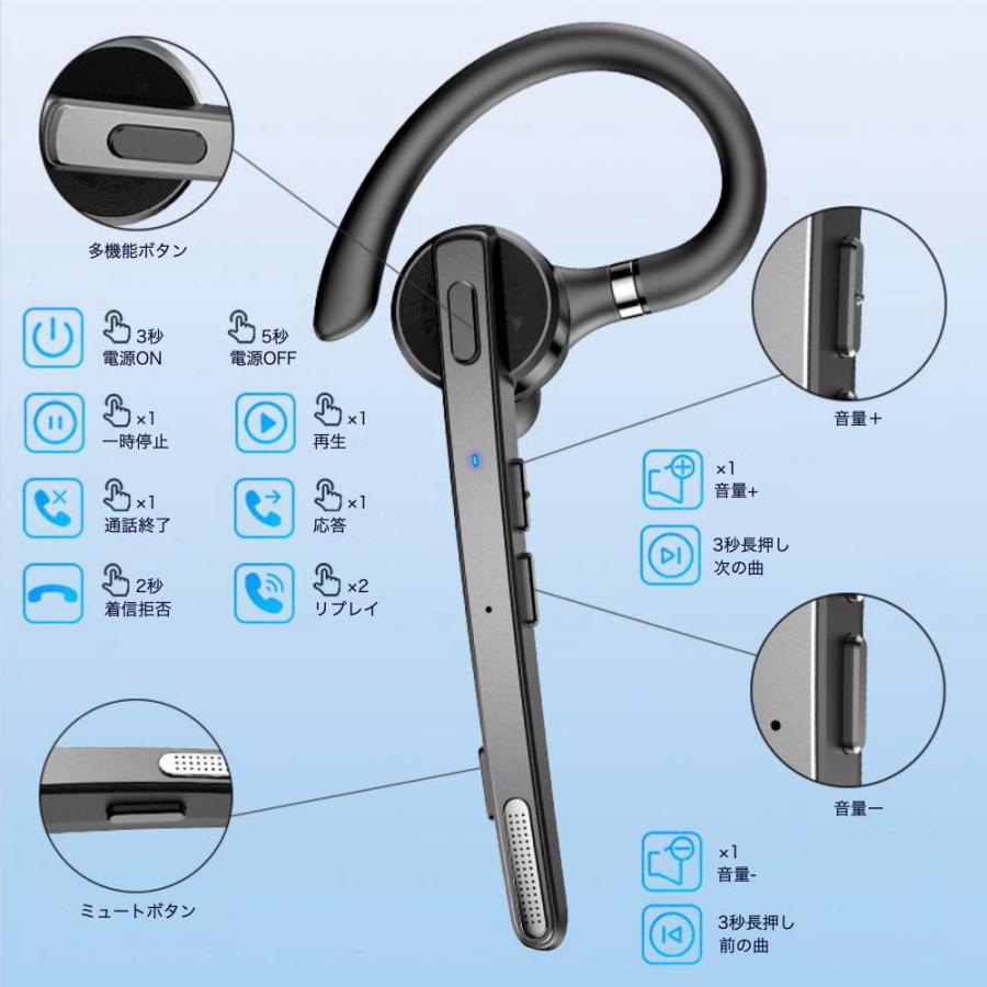 New Bee ワイヤレスイヤホン Bluetooth 片耳 ヘッドセット ハンズ