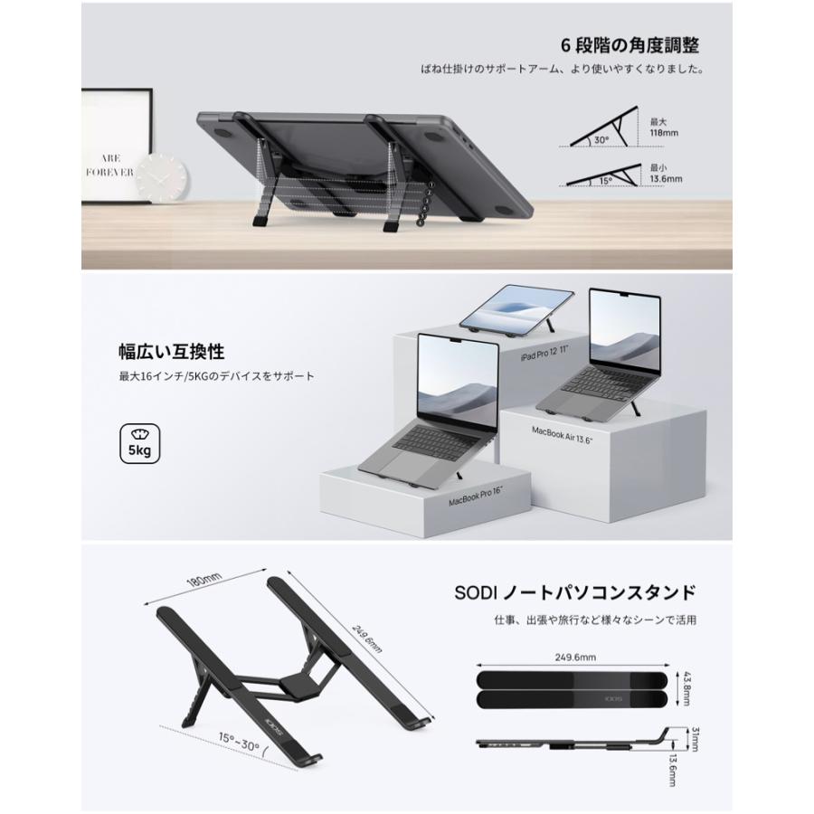 極軽量 SODI ノートパソコンスタンド PCスタンド タブレットスタンド