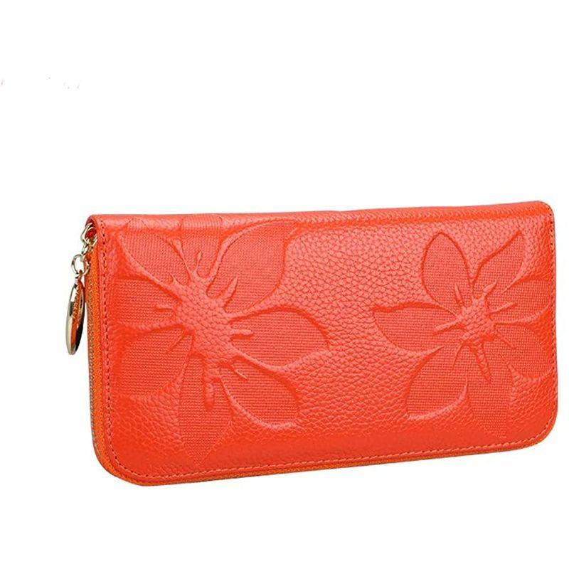 お礼や感謝伝えるプチギフト 長財布 Deelfel ファスナー付 シンプル パスポート入れ 携帯 おしゃれ レディース ロングウォレット オレンジ その他財布 Sustentec Com Br