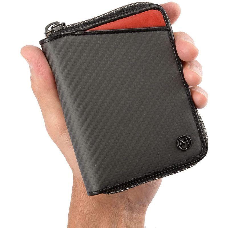 クーポン対象外 ラウンドファスナー リアルカーボンf ミラグロ Milagro コンパクトウォレット オールブラッ Eami022 二つ折り財布 メンズ その他財布