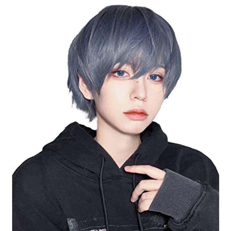 使い勝手の良い ウィッグ かつら メンズ ショート 自然 男装 黒 フルウィッグ 原宿 人気 イケメン ファッション ゆるふわ 耐熱 変装 男女兼用 ネット