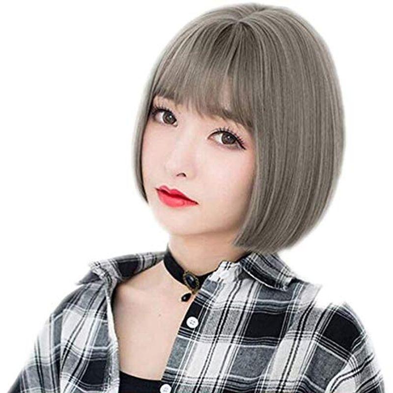 あすつく 風追い少女 ウィッグ ボブ ショート レディース 女性用 ストレート ぱっつん前髪 軽い 耐熱 自然 日常 人気 おしゃれ 可愛い 小顔効果