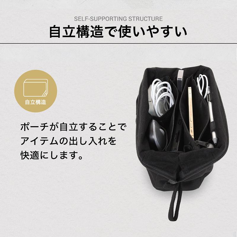 公式 Evoon かわるガジェットポーチ ブラック ポーチ メンズ 男性 スマホポケット 自立構造 大容量 多機能 多収納 撥水 防傷 防汚 YKK 止水ファスナー | Evoon | 10