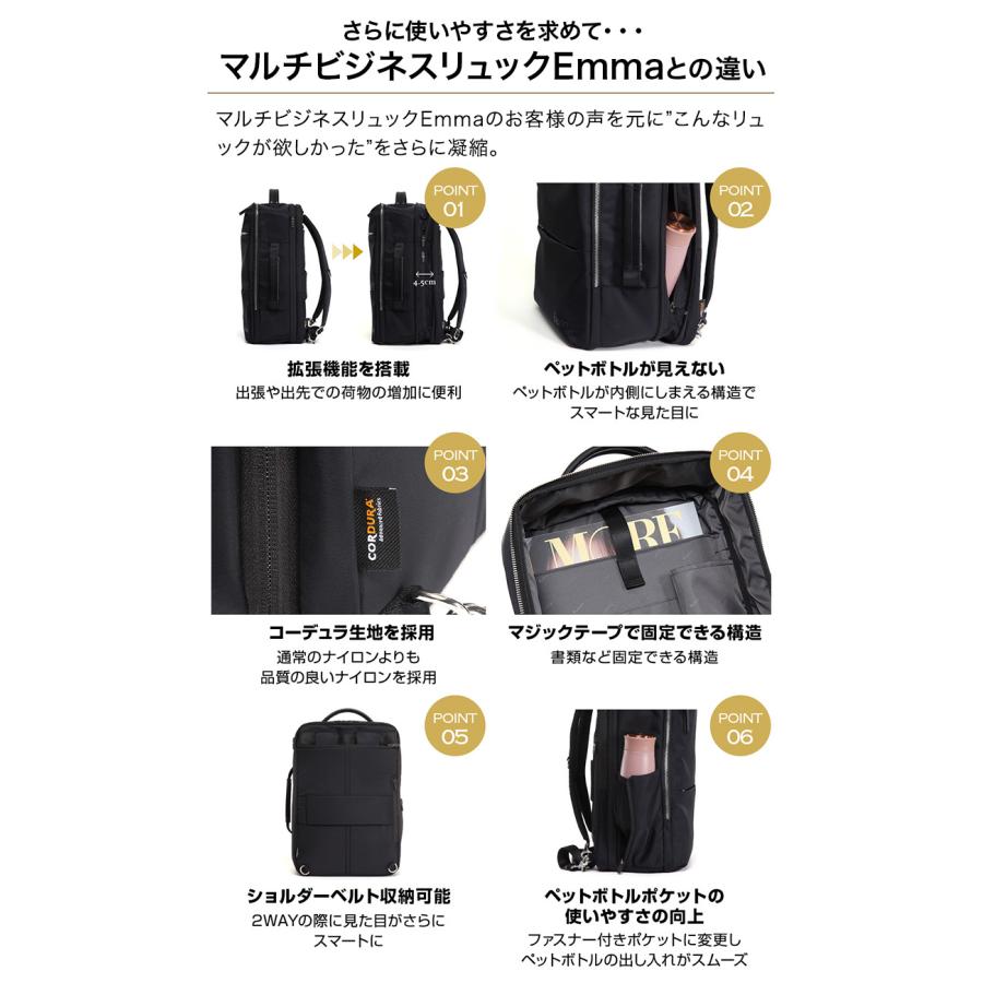 Evoon 公式 マルチビジネスリュックEmma2.0 拡張機能 25L 自立