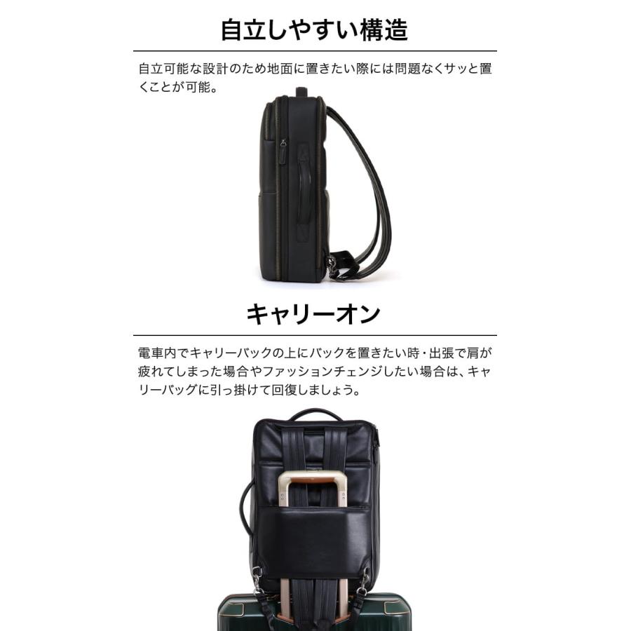 Evoon 公式 マルチビジネスリュックレザーPlus 大容量 26L 拡張機能 多