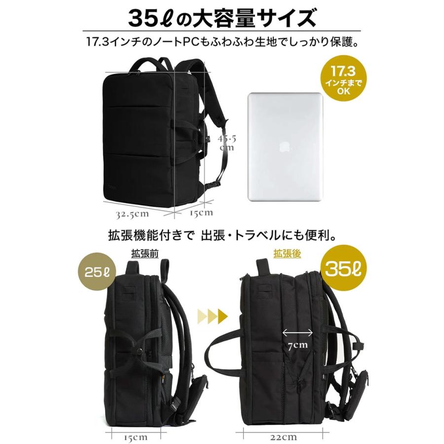 公式 Evoon マルチビジネスリュック4.0 大容量 22L~35L 拡張機能 多収納 防犯 撥水 出張 旅行 通勤 通学 メンズ 17.3インチPC対応 | Evoon | 04