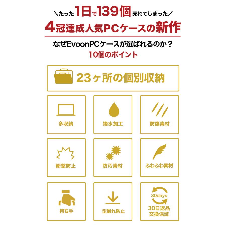 公式 Evoon マルチパソコンケース 大容量 多収納 衝撃吸収 ノート pc バッグ ガジェットポーチ インナー スリーブ 人気 おしゃれ ギフト プレゼント 送料無料 | Evoon | 03