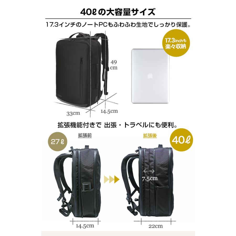 公式 Evoon トラベルバックパック ビジネスリュック メンズ リュック 大容量 多収納 多機能 撥水 USB YKK 通勤 通学 出張 旅行 ビジネスバッグ バックパック｜bigwill｜07