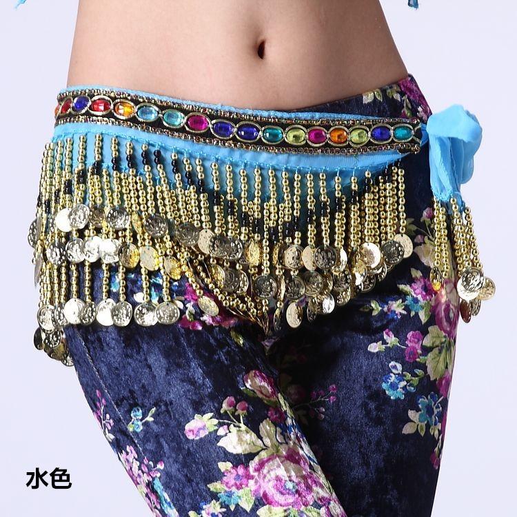 ベリーダンス衣装　ベリーダンスヒップスカーフ1段カラーストーン　ジュエリーストーン付き　3段コインヒップスカーフ |  | 01