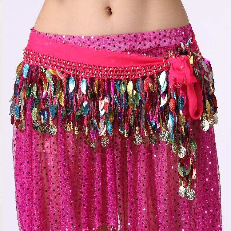 腰巻 ベリーダンス衣装　ベリーダンスヒップスカーフカラー木の葉 コインヒップスカーフ　レッスンウェアステージ ベリーダンス衣装9色 |  | 01