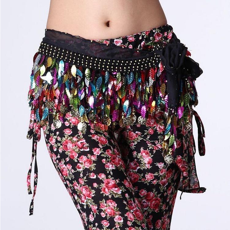 腰巻 ベリーダンス衣装　ベリーダンスヒップスカーフカラー木の葉 コインヒップスカーフ　レッスンウェアステージ ベリーダンス衣装9色 |  | 02