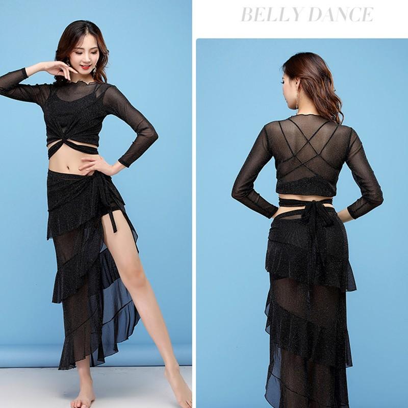 ベリーダンス ステージ衣装　ベリーダンスレッスン着 トップス　スカート　2点セット　ステージ衣装レッド　練習用　演出服　舞台衣装　発表会 4色 |  | 03