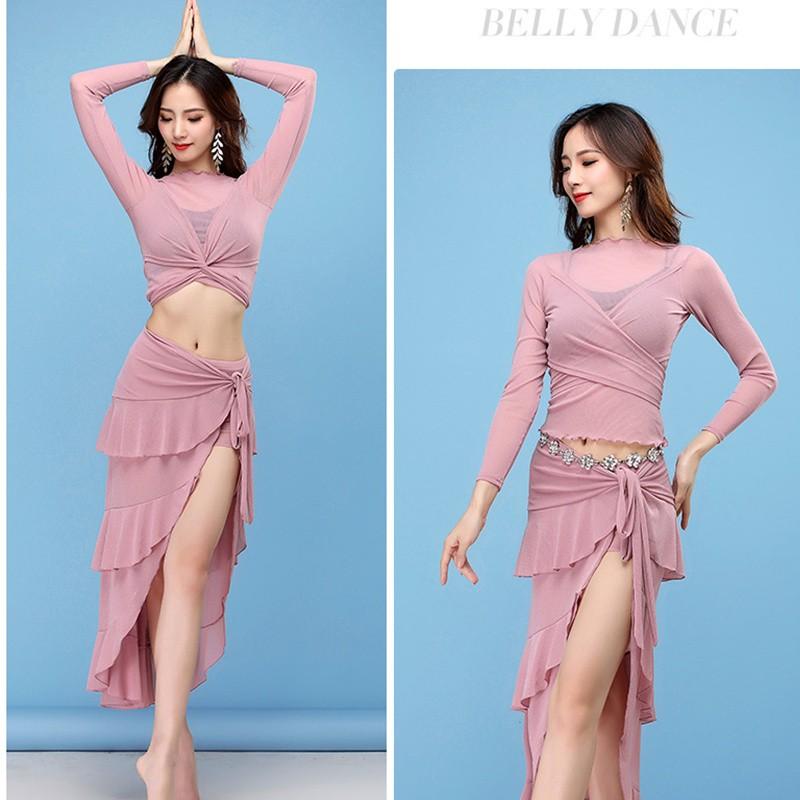 ベリーダンス ステージ衣装　ベリーダンスレッスン着 トップス　スカート　2点セット　ステージ衣装レッド　練習用　演出服　舞台衣装　発表会 4色 |  | 09