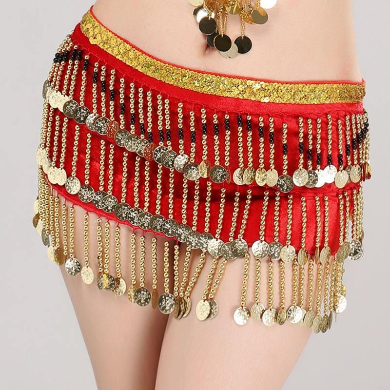 ベリーダンス ヒップスカーフ ベリーダンス アクセサリー コイン付きヒップスカーフ　3段コイン スパンコール　レッスンウェア　ベリーダンス　 |  | 06