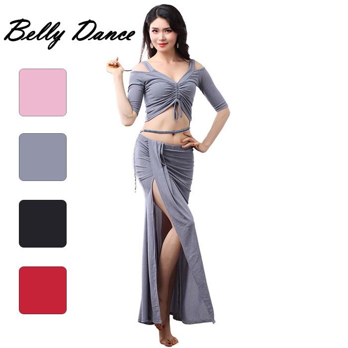 ベリーダンスセット衣装 舞台衣装 BELLY DANCE レッスン着 社交ダンス衣装 練習着 ベリーダンス衣装 上下2点セット | 