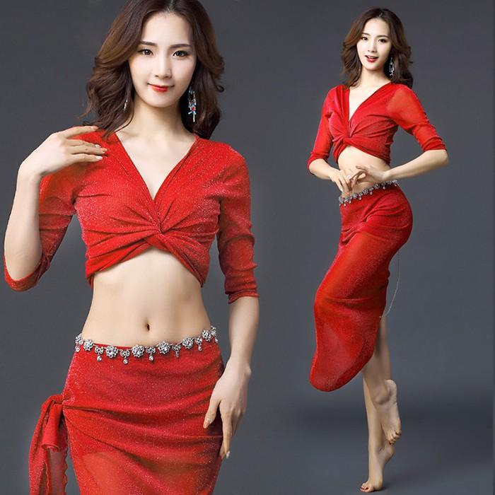 べリーダンス衣装 舞台衣装 レッスン着 社交ダンス衣装 練習着 上下2点セット トップス スカート 発表会 イベント コスプレ BELLY DANCE |  | 01