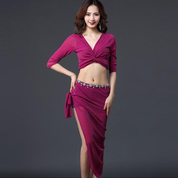 べリーダンス衣装 舞台衣装 レッスン着 社交ダンス衣装 練習着 上下2点セット トップス スカート 発表会 イベント コスプレ BELLY DANCE |  | 03